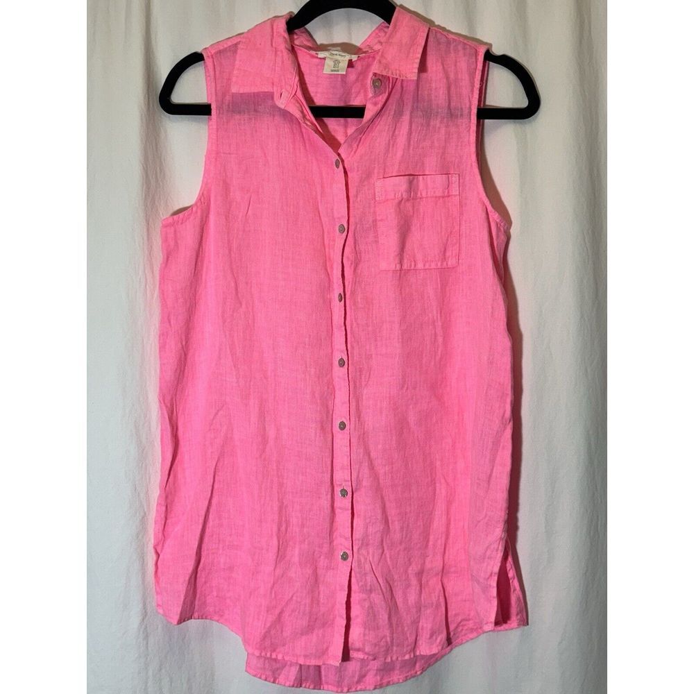 c&c California women's top Small button up collared sleeveless shirt DD9